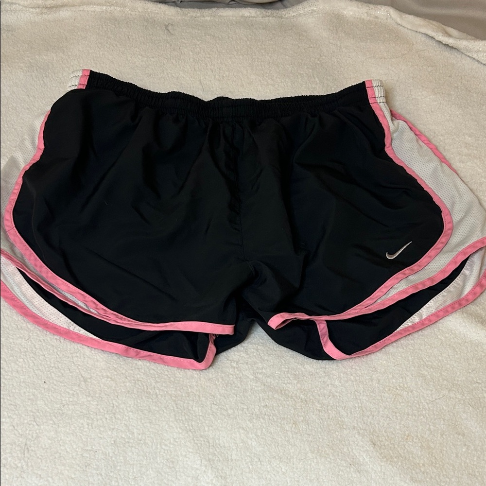 Nike Women's Black Shorts with Pink Trim